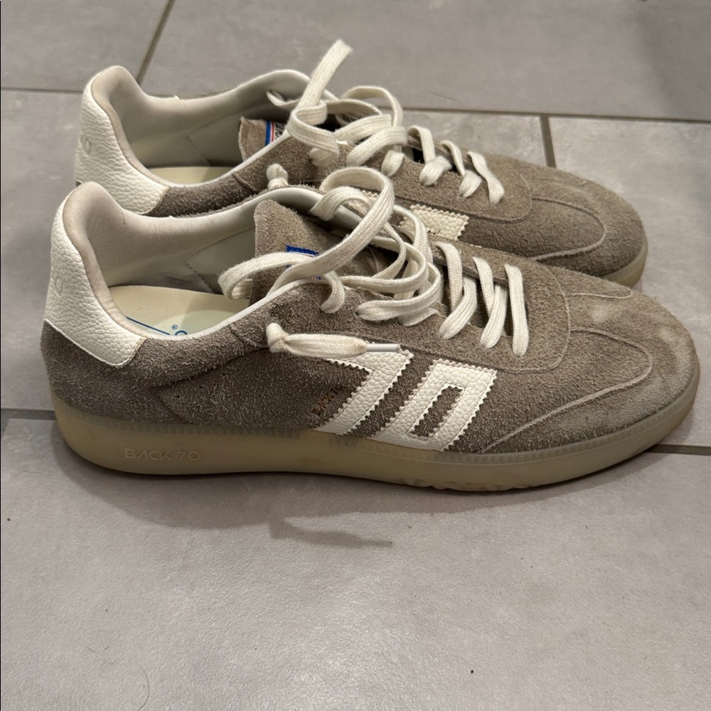 Back 70 LKE NEW Beige and White Suede Sneakers - size 46≈12.5 men’s
